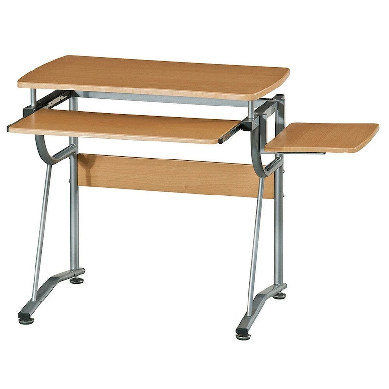 Bureau d'ordinateur ergonomique et compact avec étagère et tiroir clavier