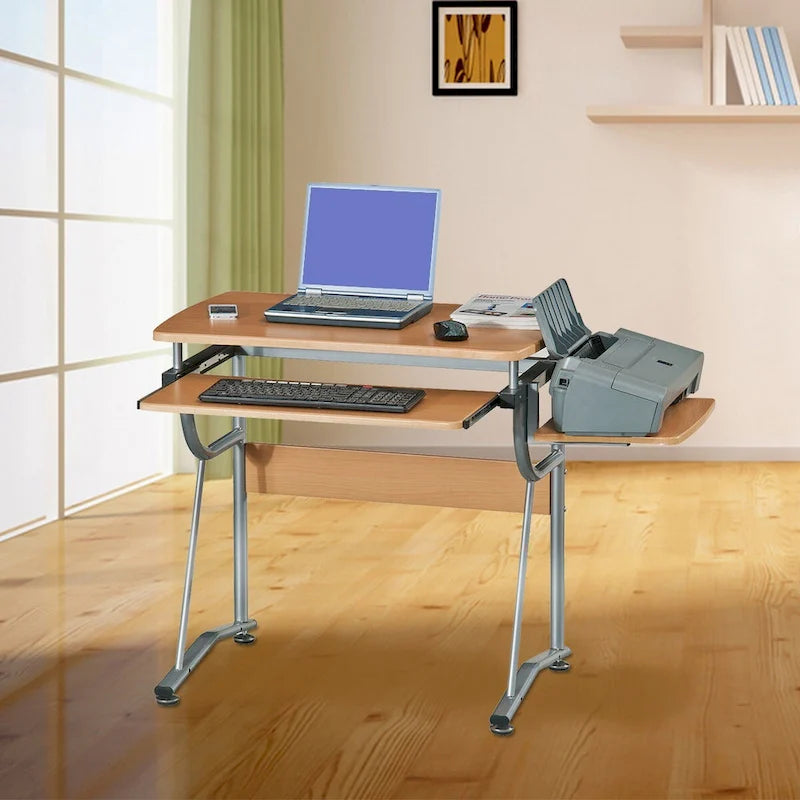 Bureau d'ordinateur ergonomique et compact avec étagère et tiroir clavier