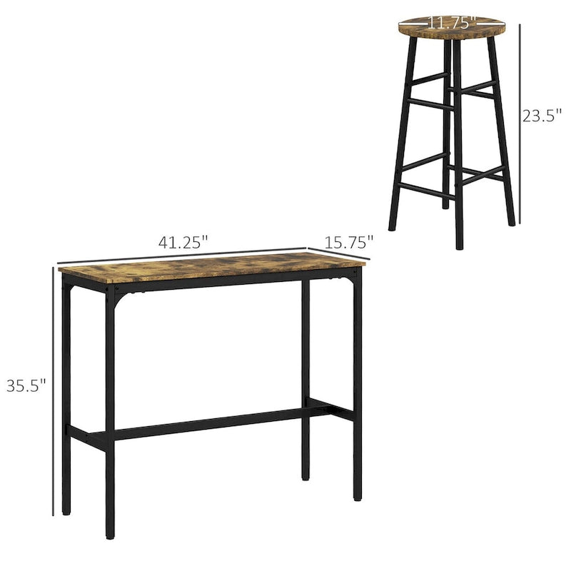 Ensemble table de bar pour 4 personnes, table haute industrielle avec tabourets de bar, ensemble de 5 pièces petite table de cuisine et chaises pour pub