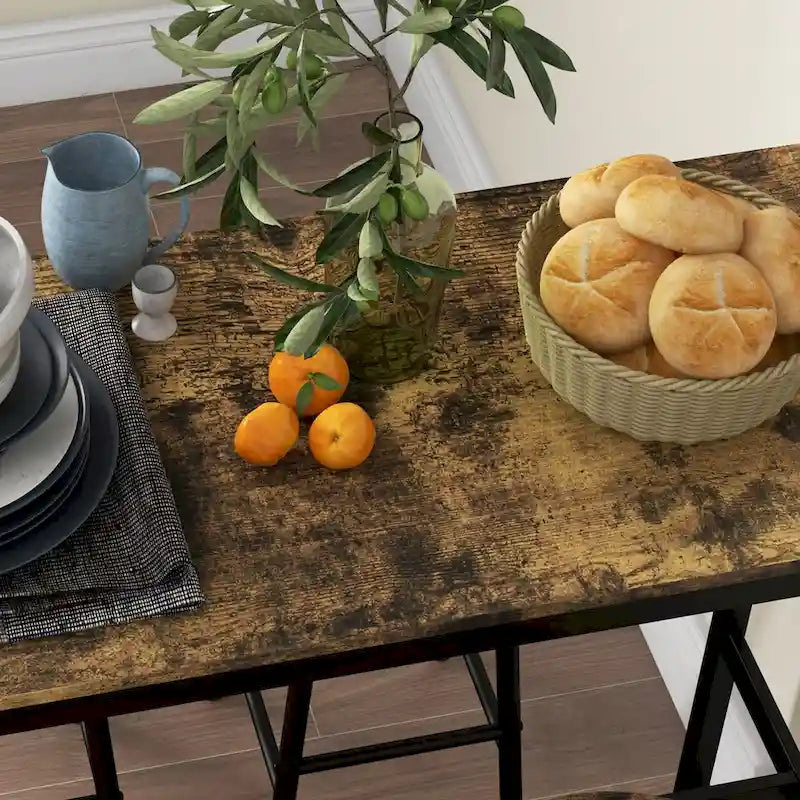 Ensemble table de bar pour 4 personnes, table haute industrielle avec tabourets de bar, ensemble de 5 pièces petite table de cuisine et chaises pour pub