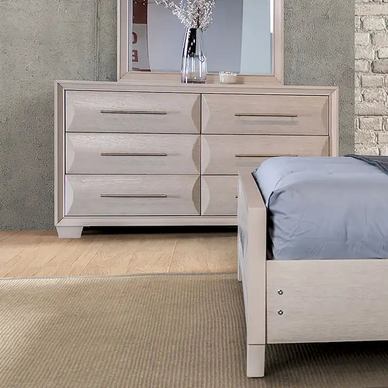 Commode moderne en bois arrondi à 6 tiroirs