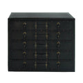 Coffre de chambre vintage en bois et similicuir avec boucles et sangles – Noir