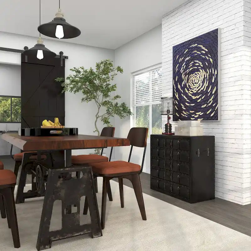 Coffre de chambre vintage en bois et similicuir avec boucles et sangles – Noir